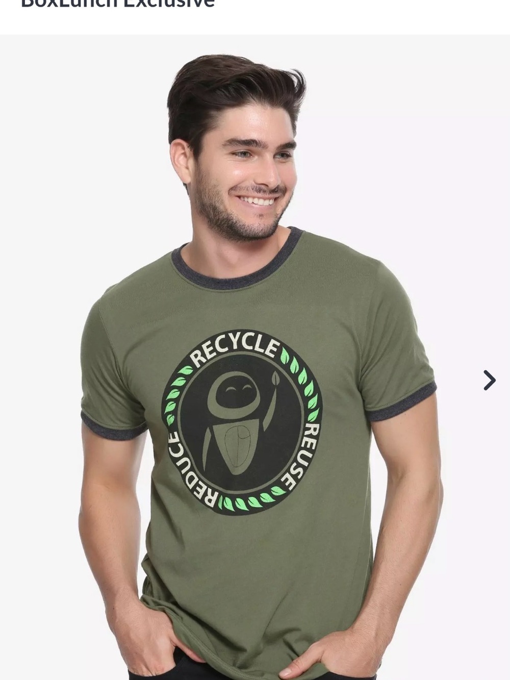 Disney Men's Olive Green Short Sleeve Tee with Dark Trim
